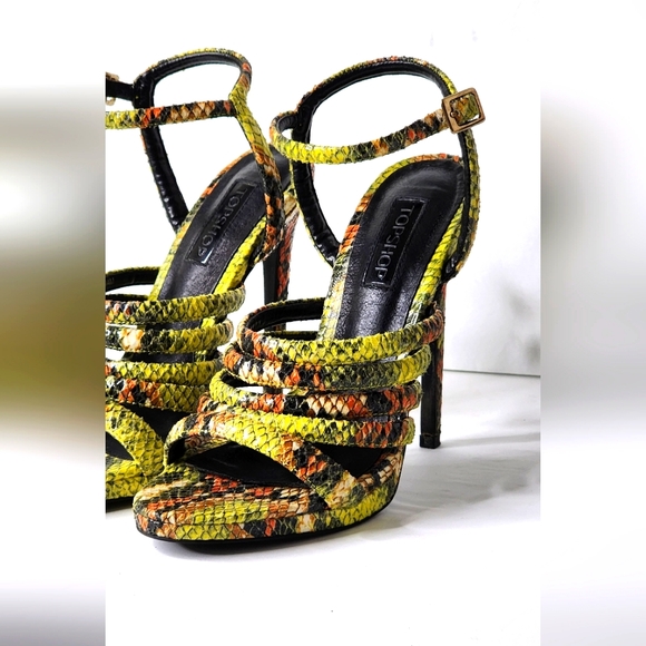 Topshop multi-Color Open toe Snake Print Heels Size 37 EU/ 6.5 US - Picture 3 of 7